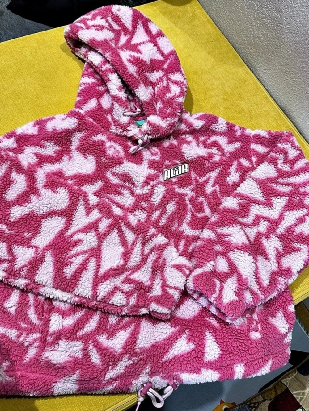 A-Lab Y2K Pink & White Abstract Hooded Jacket